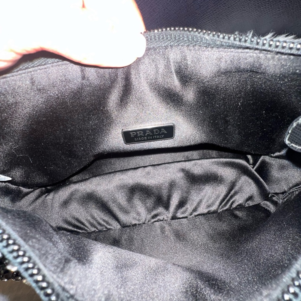 Authentic Prada Black Satin Crystal Re-Edition 2000 Mini Bag - Picture 3 of 11